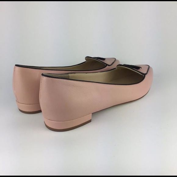 JCREW NWT LEATHER Pointed Toe Bow Flats 8.5 Pink - Picture 2 of 6